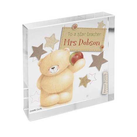 Personalised Forever Friends Teacher Glass Block £20.99